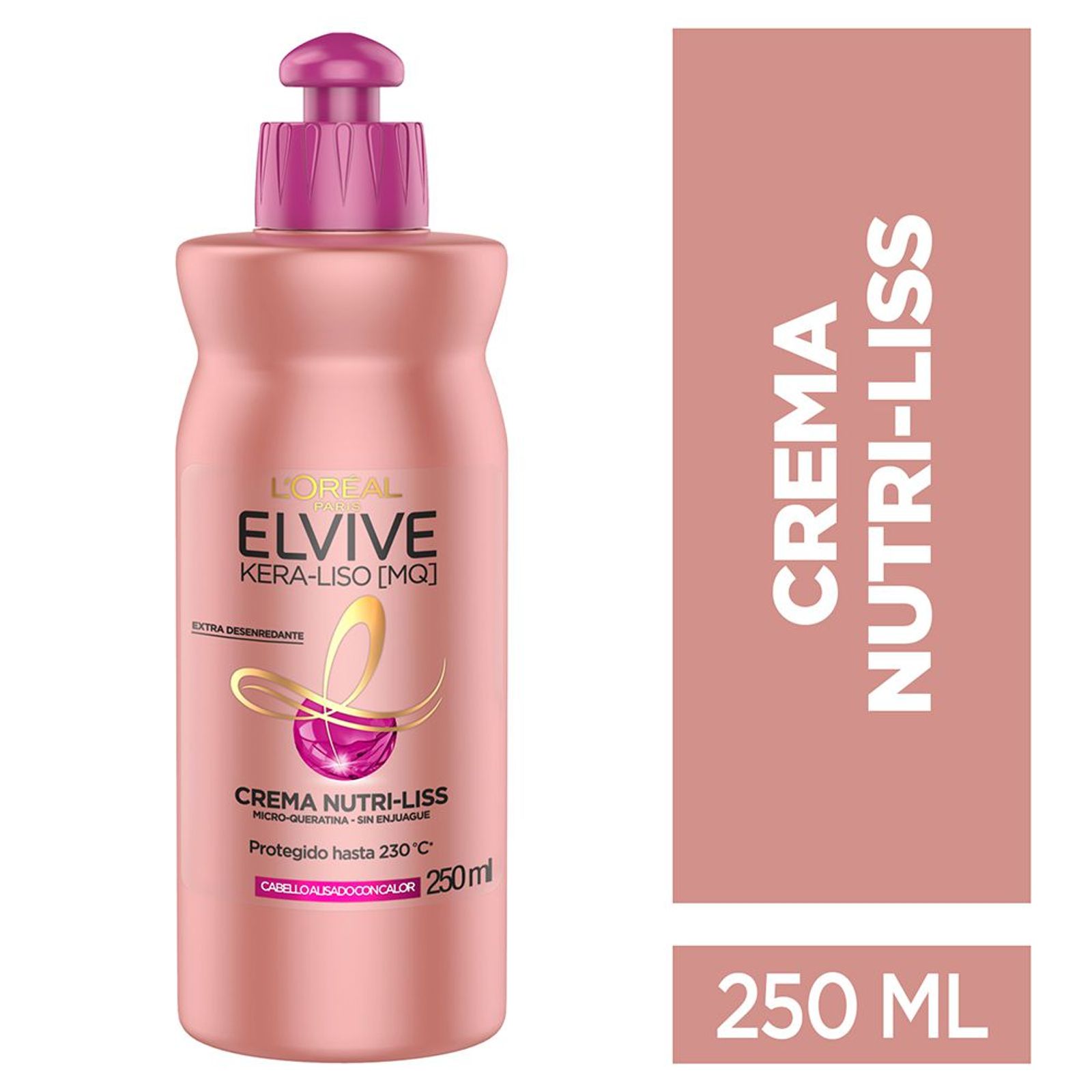 Crema Para Peinar Elvive Kera-Liso Mq Brillo & Sedosidad 250Ml