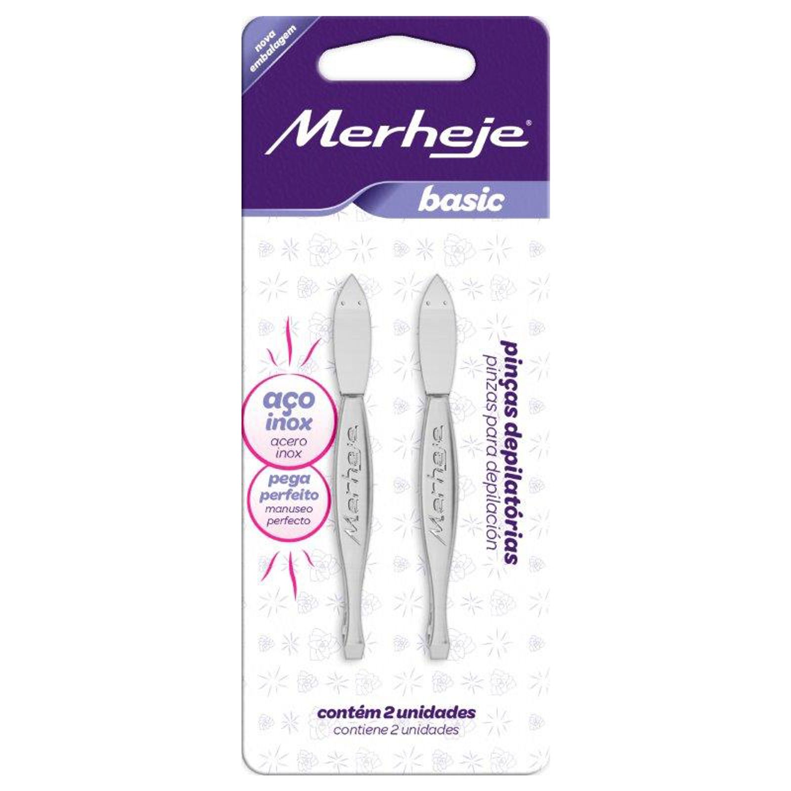 Merheje Pinza Depilatoria Basic -En Acero Inoxidable- (2 Unidades)