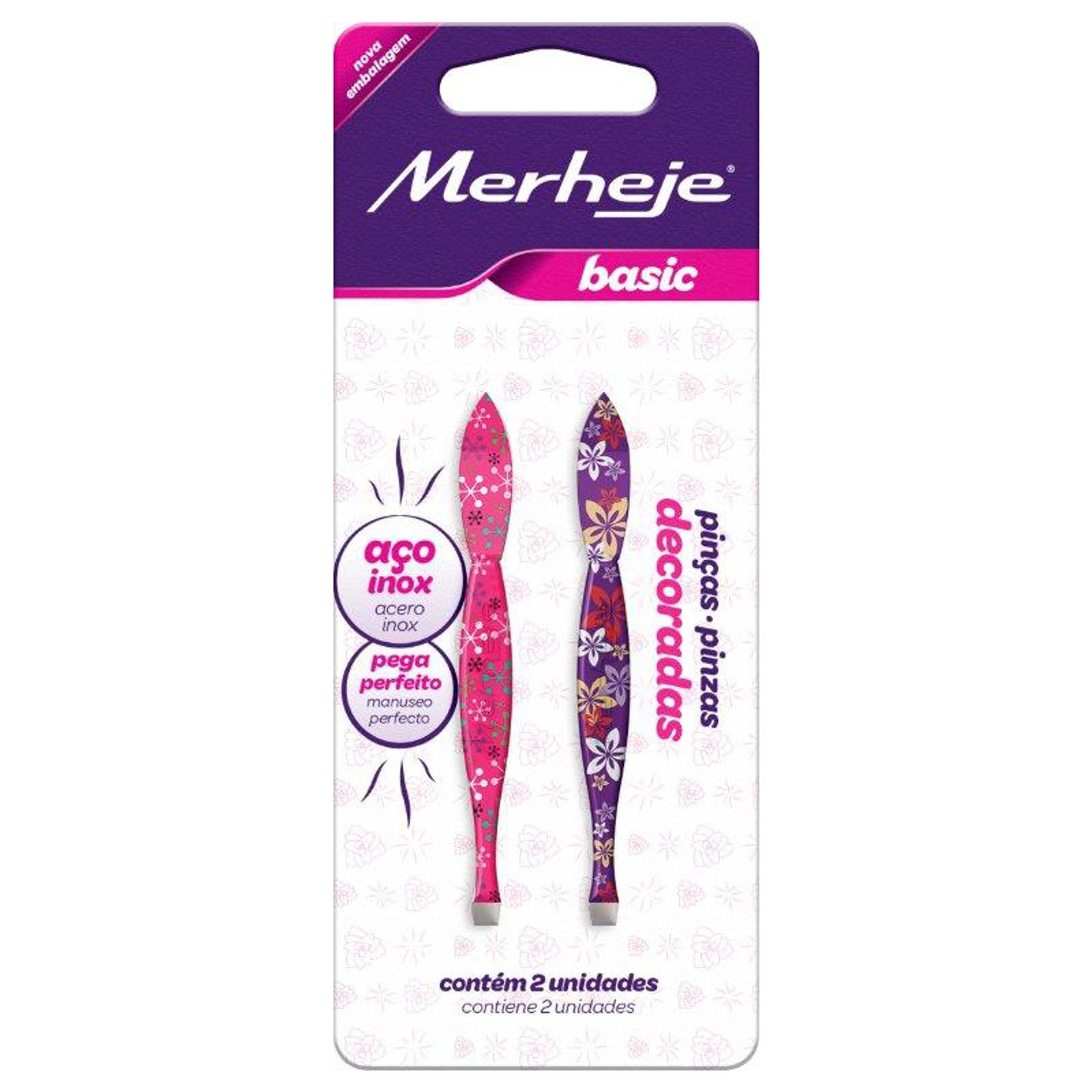 Merheje Pinza Depilatoria Basic Decorada - En Acero Inoxidable- (2 U)