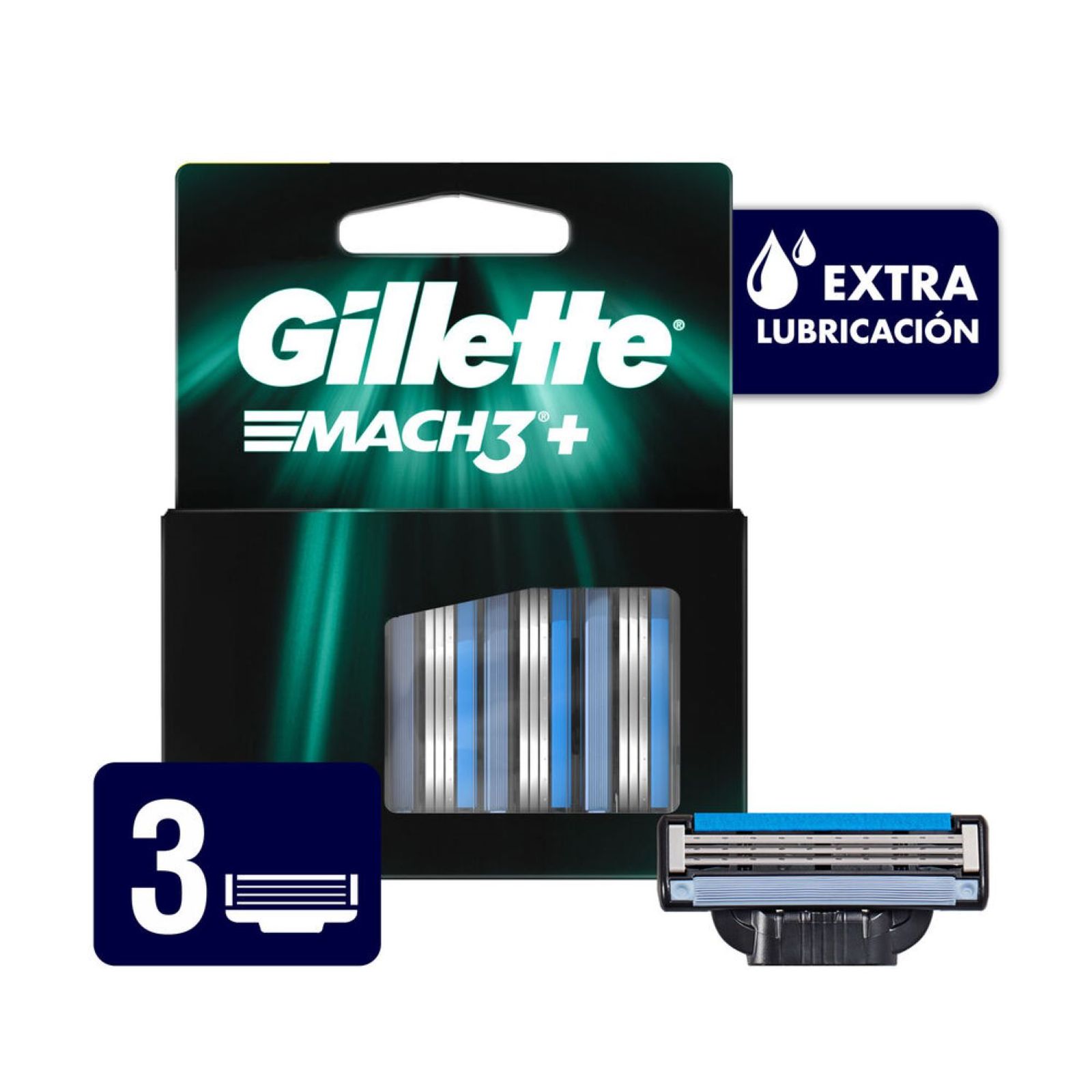 Gillette Cartuchos Mach3+ Repuestos De Afeitar (3 Unidades)