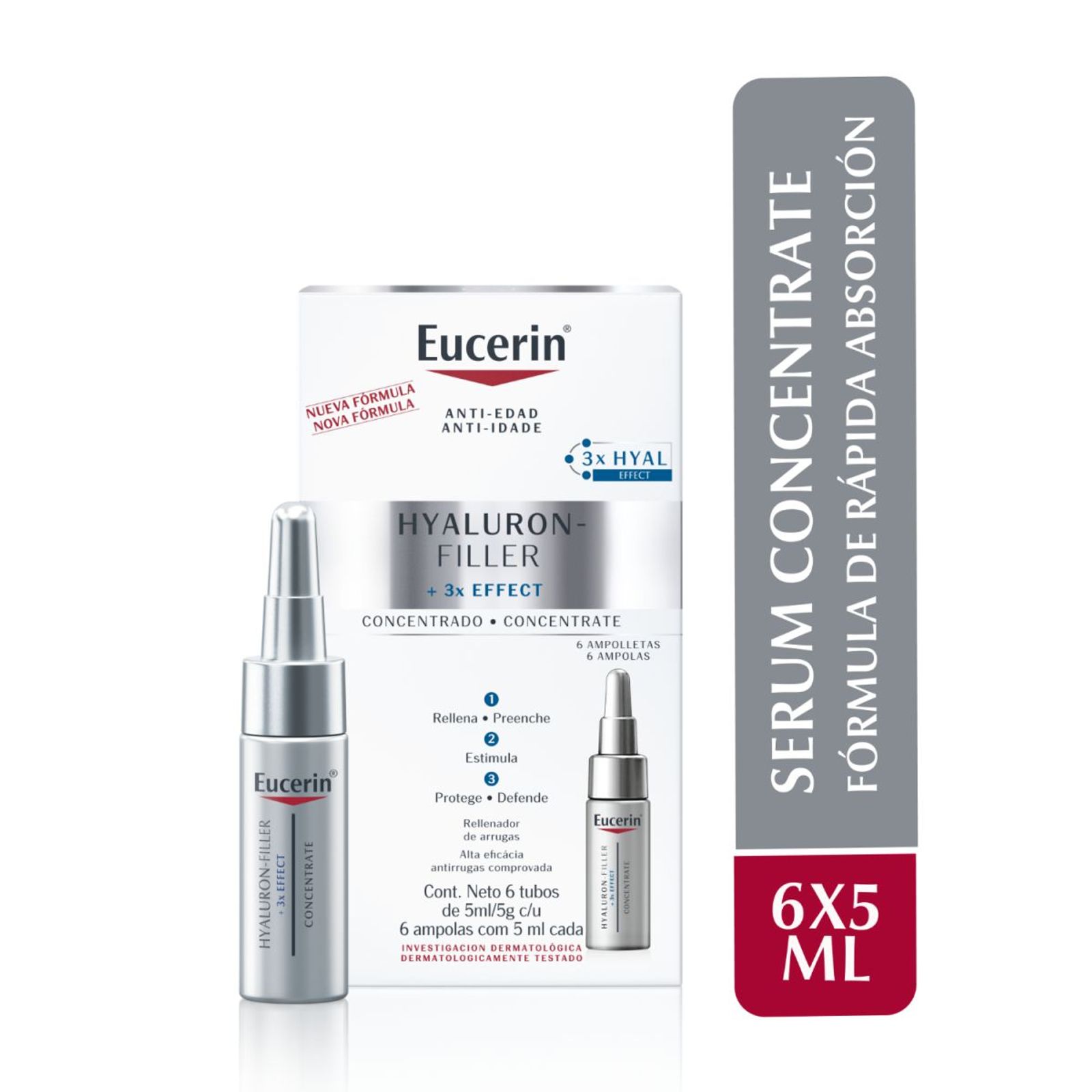 Eucerin Hyaluron-Filler + 3X Effect Serum Facial Antiarrugas Concentrate 6 X 5 Ml C/U
