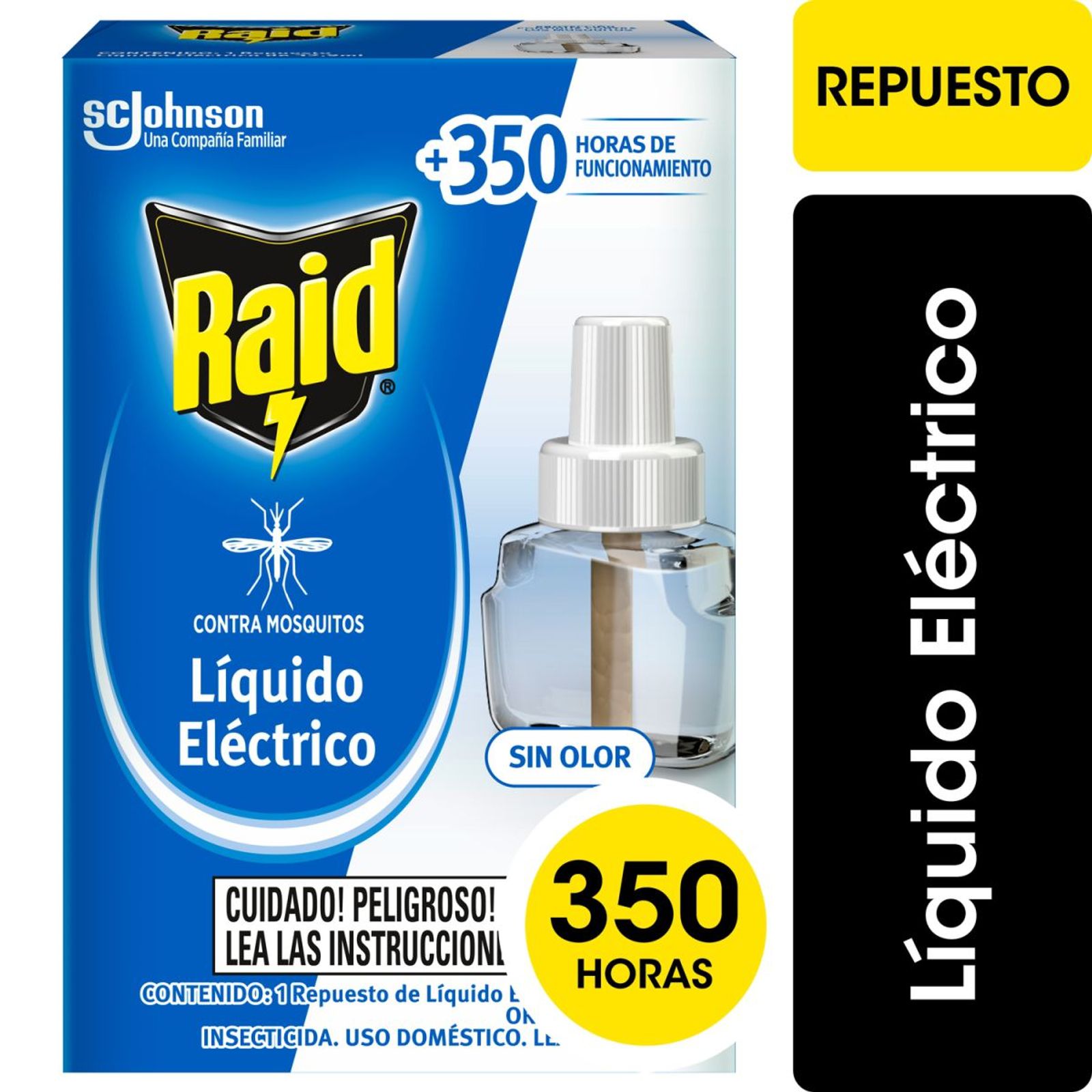 Raid Insecticida Contra Mosquitos Líquido Eléctrico Repuesto 45 Noches 32.9Ml