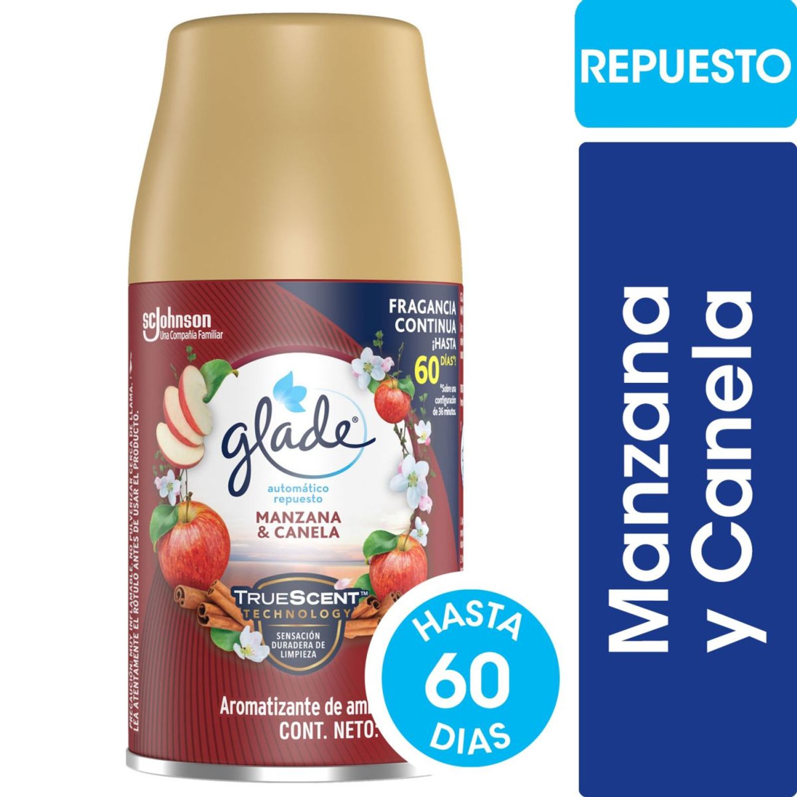 Glade Aromatizante De Ambientes Automático Manzana Y Canela Repuesto 175Gr