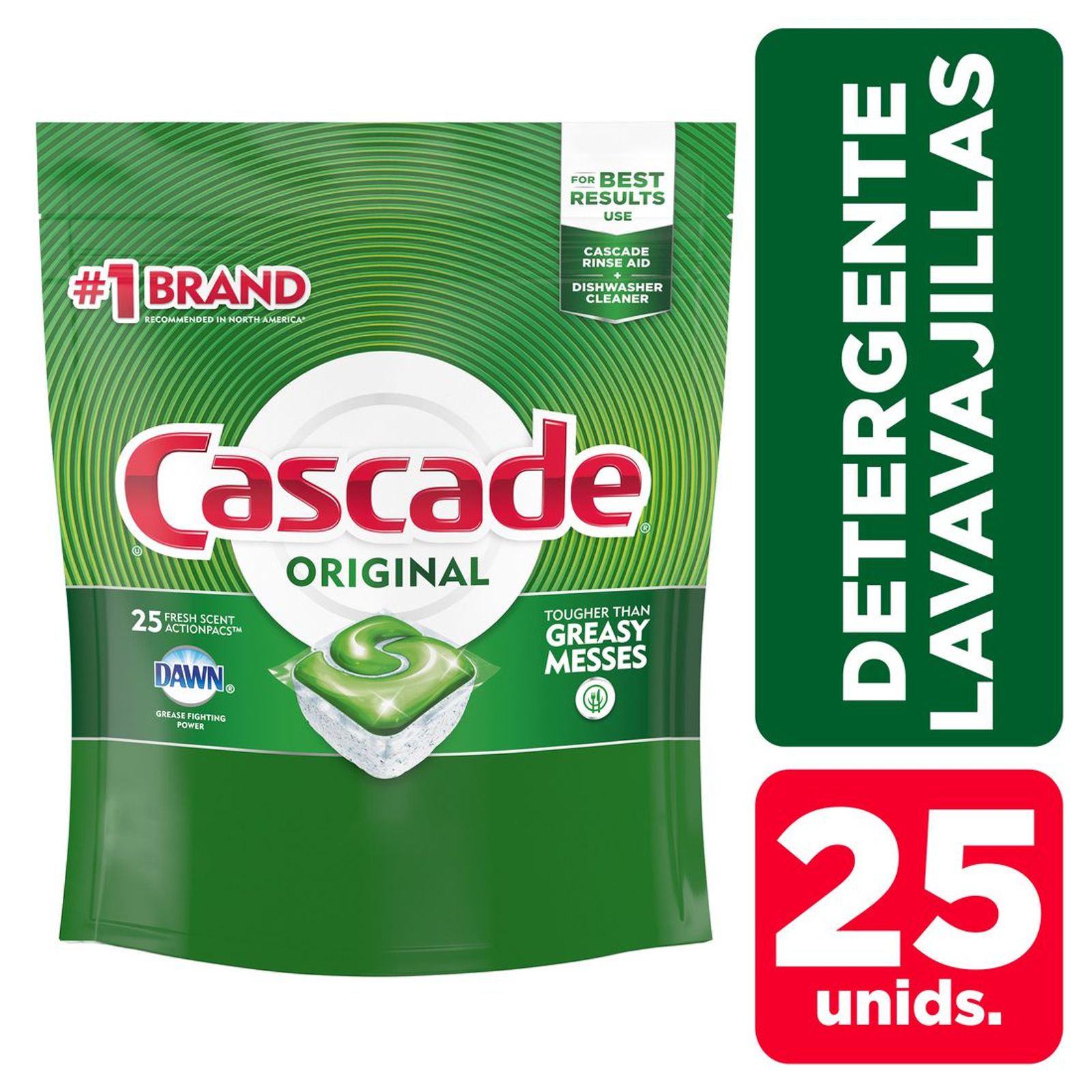 Cascade Detergente Para Lavavajillas 25 Tabletas