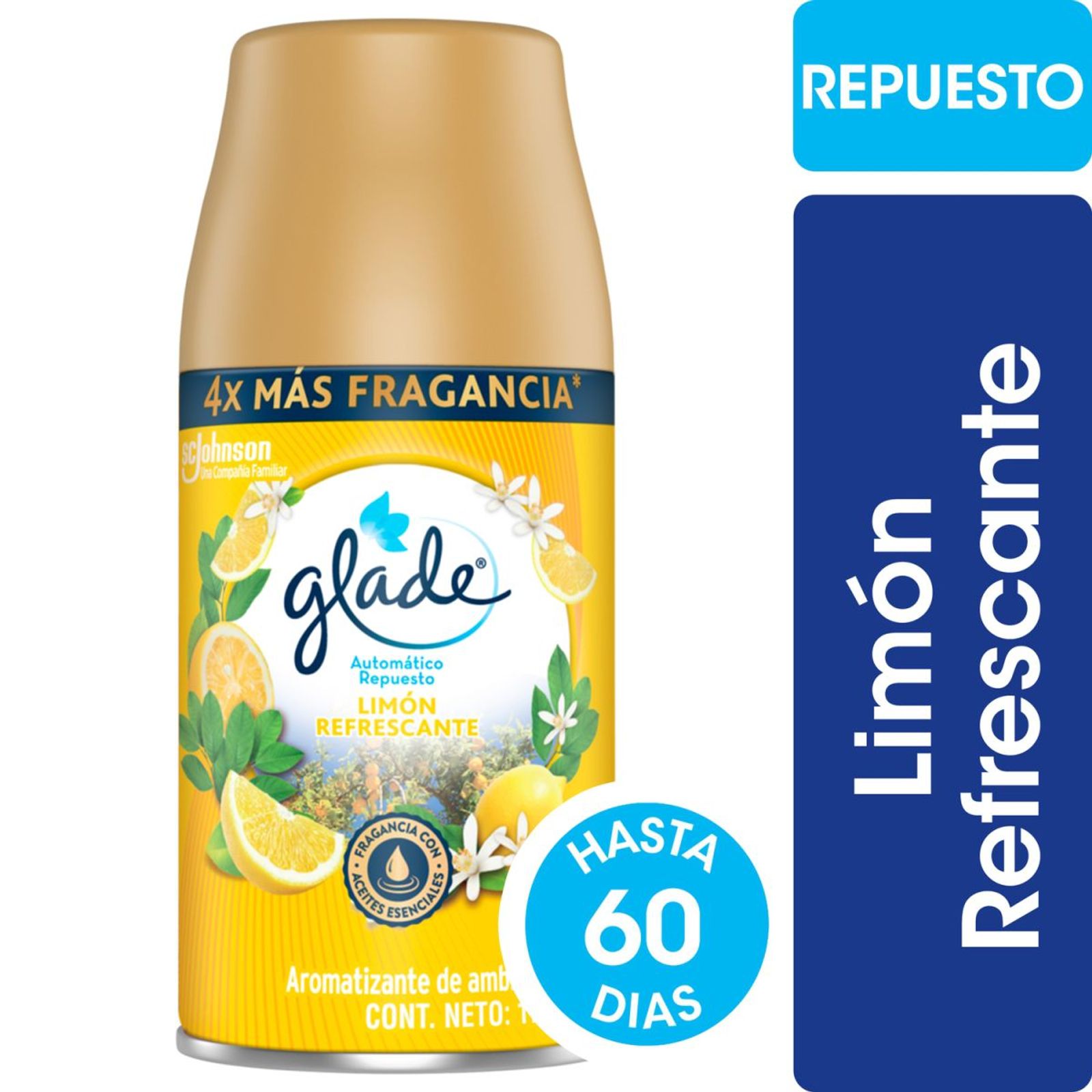 Glade Aromatizante De Ambientes Automático Limón Refrescante Repuesto 175Gr