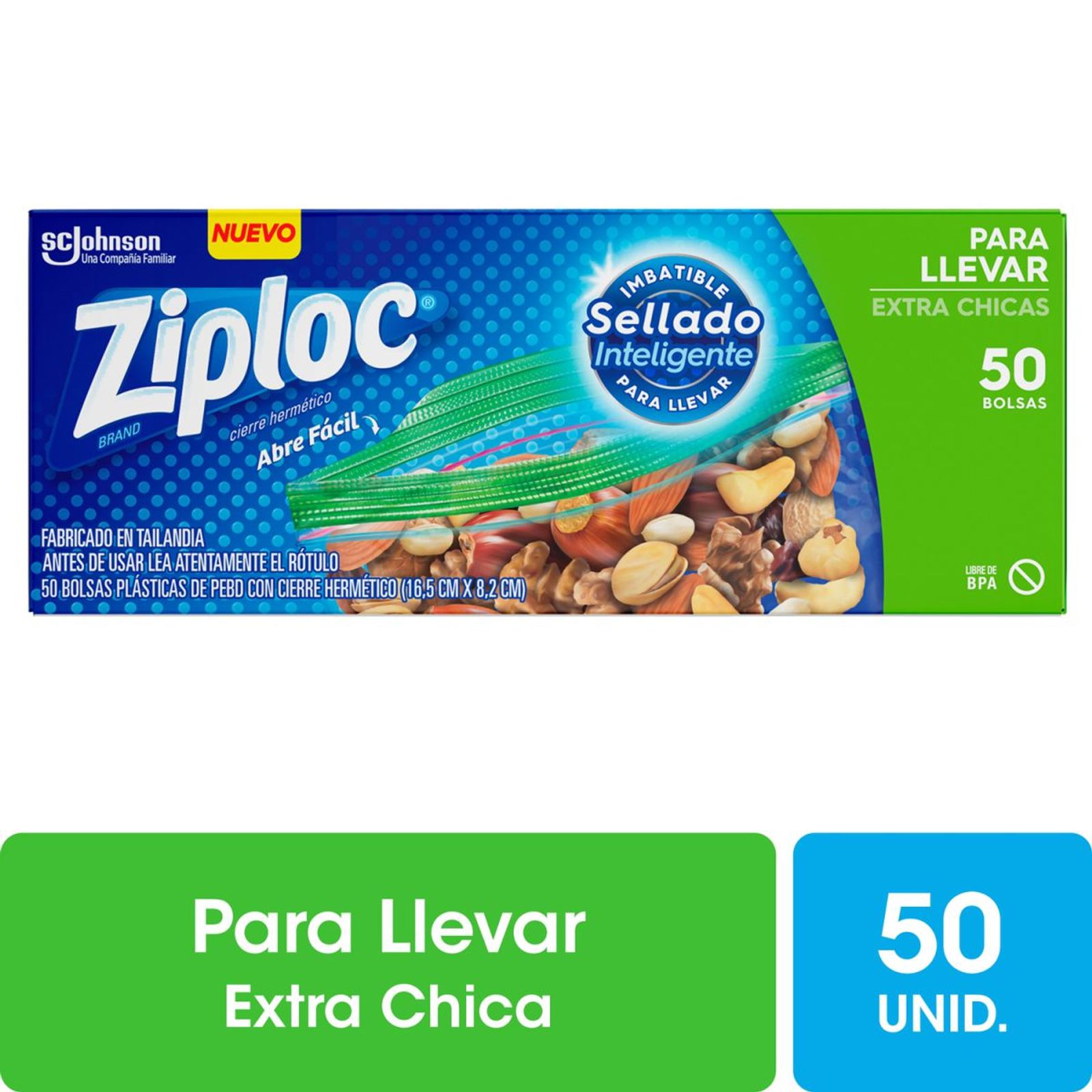 Ziploc Bolsas Herméticas Para Llevar Extra Chicas 50Un