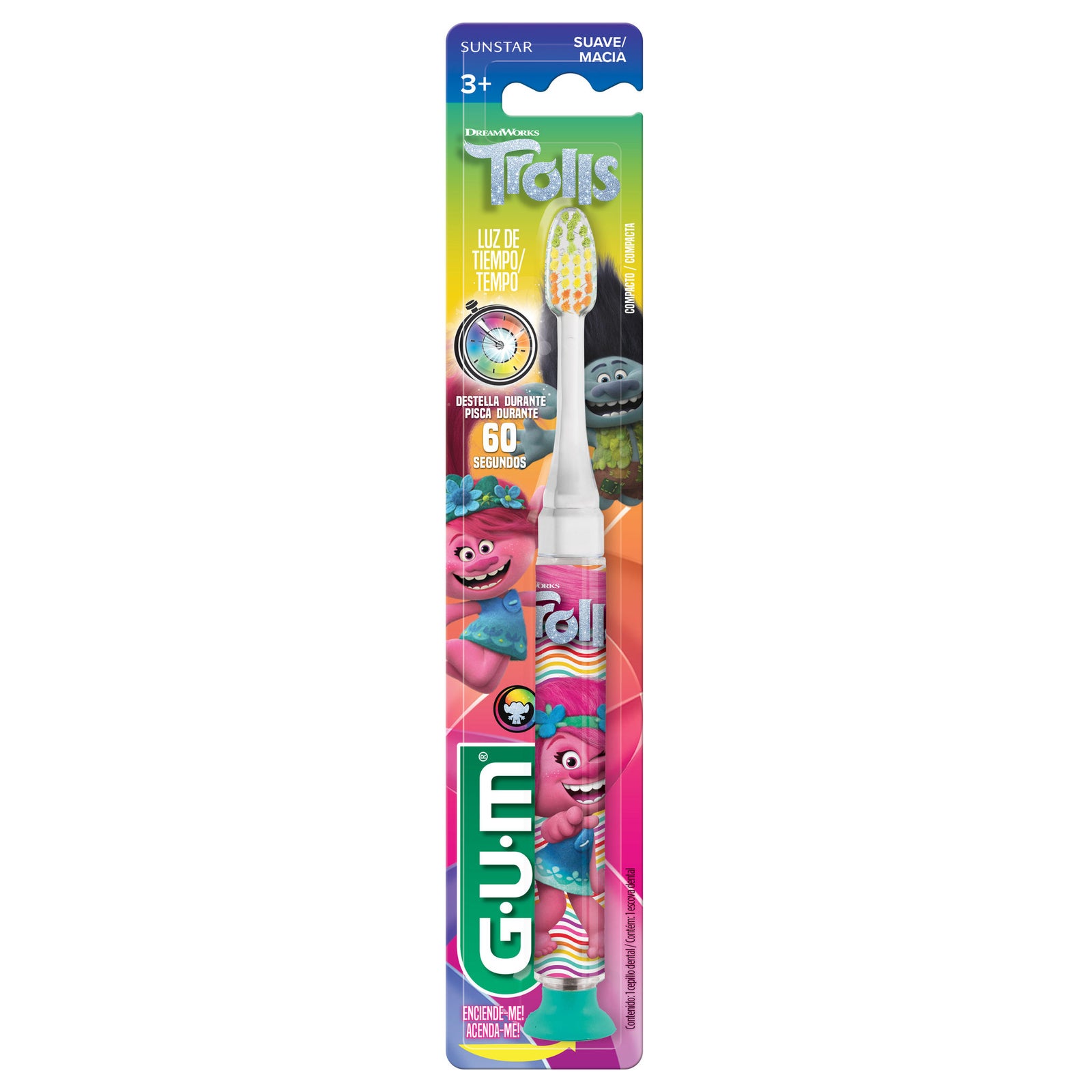 Gum Cepillo Dental Trolls Suave Con Luz