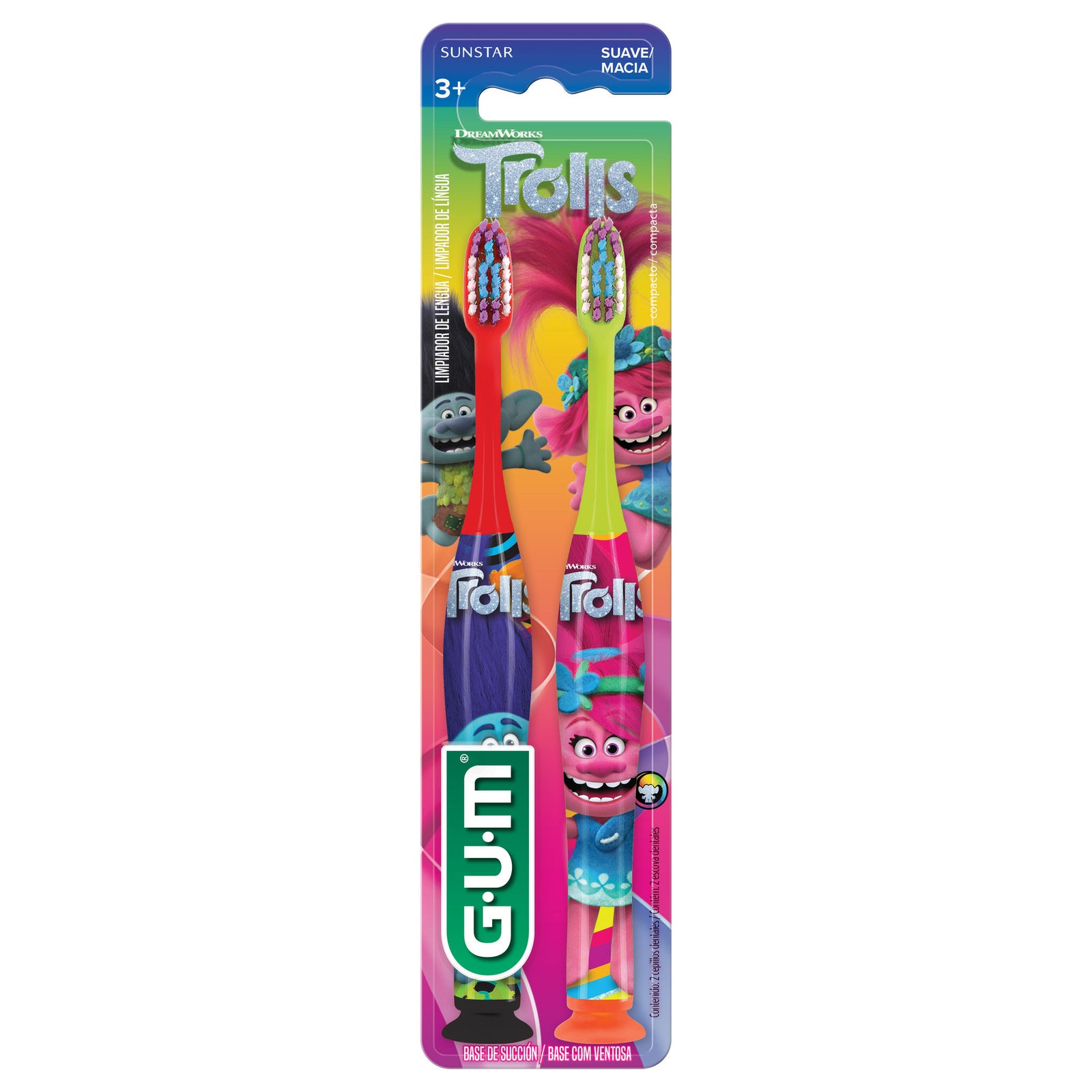 Gum Cepillos Dentales Trolls Suave X2