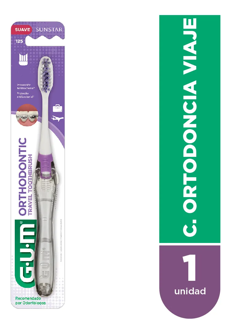 Gum Orthodontic - Travel - Cepillo Ortodóntico De Viaje 4 Hileras Antibacterial
