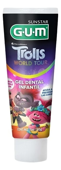 Pasta Gel Dental Para Niños Kids Bubble Trolls Tour Gum 100G