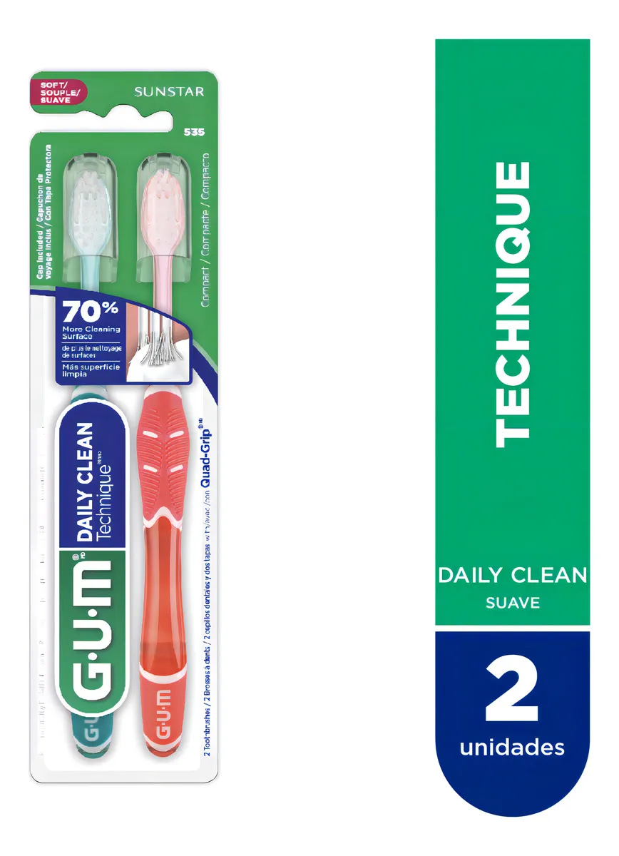 Gum Technique Daily Cepillo Dental 535 Suave Pack 2