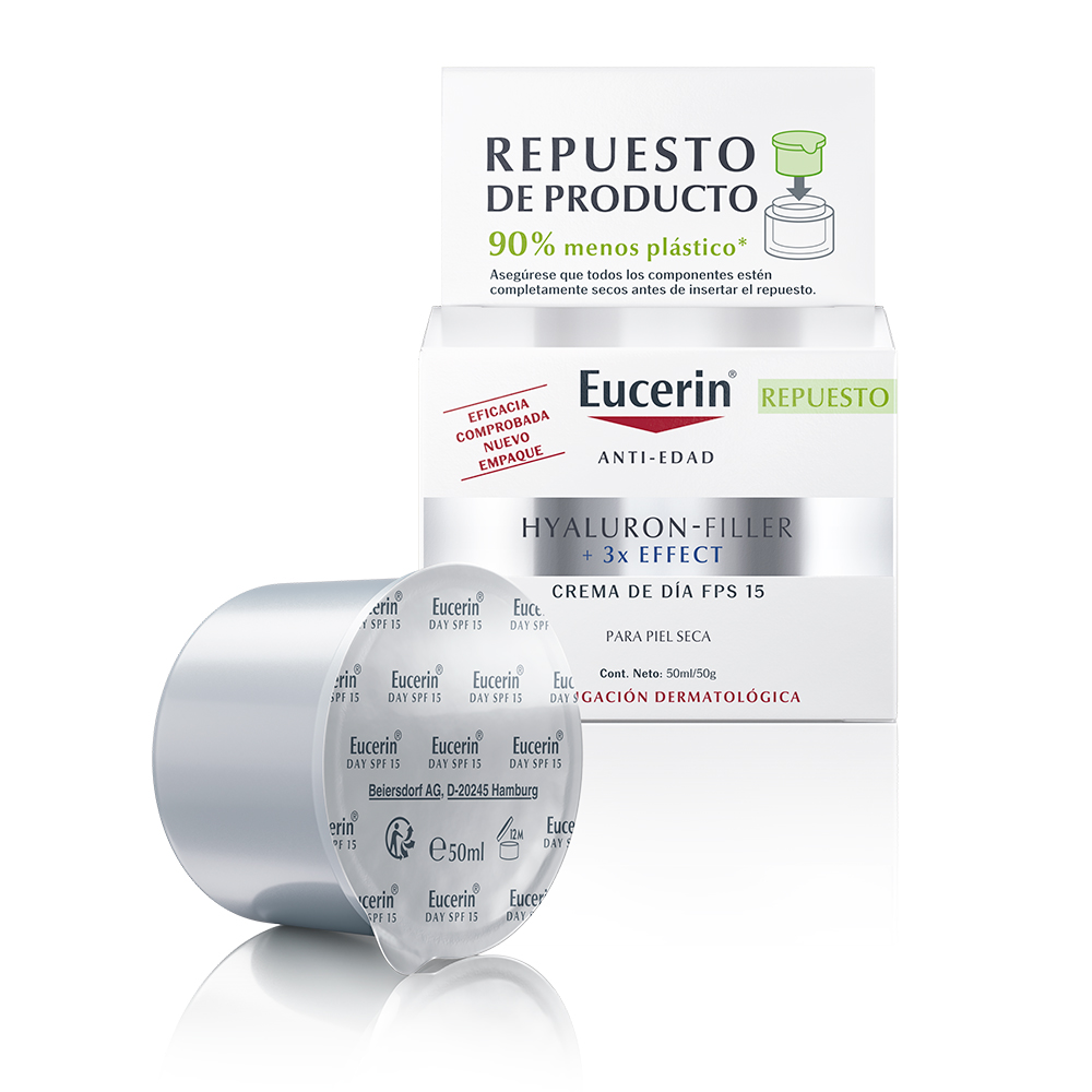Eucerin Hyaluron-Filler + 3X Effect Repuesto De Crema Facial Antiarrugas De Día Fps 15 50 Ml