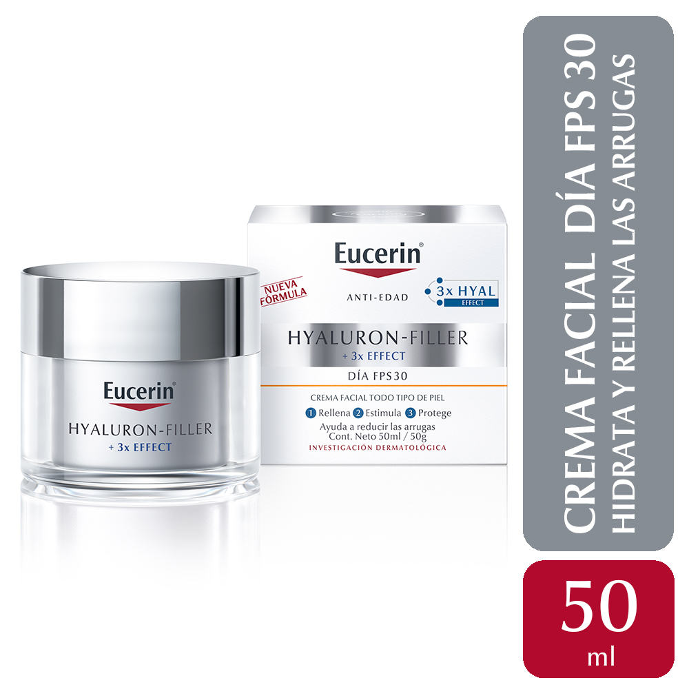 Eucerin Hyaluron-Filler + 3X Effect Crema Antiarrugas De Día Fps 30 50 Ml