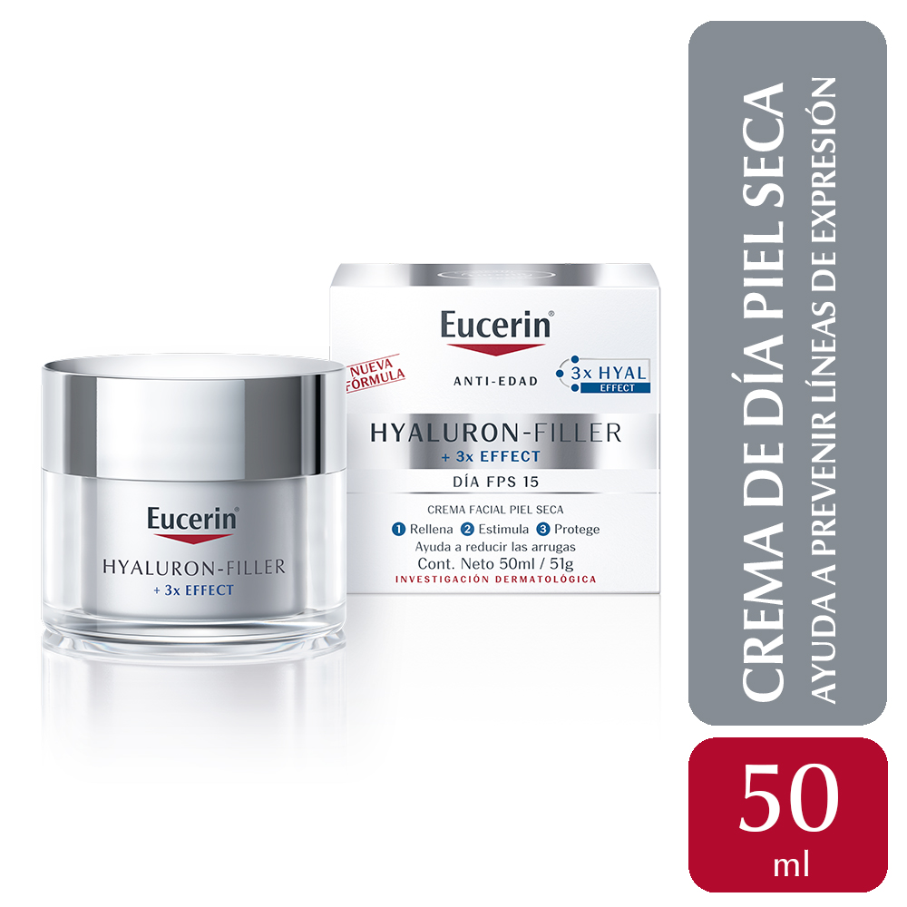 Eucerin Hyaluron-Filler + 3X Effect Crema Facial Antiarrugas De Día Fps 15 50 Ml