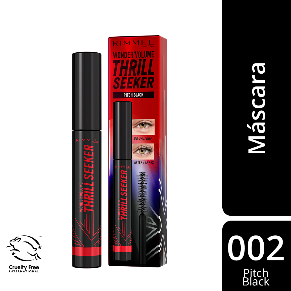 Máscara De Pestañas Wonder'Volume Thrill Seeker Rimmel London - 004 Extra Black 12Ml