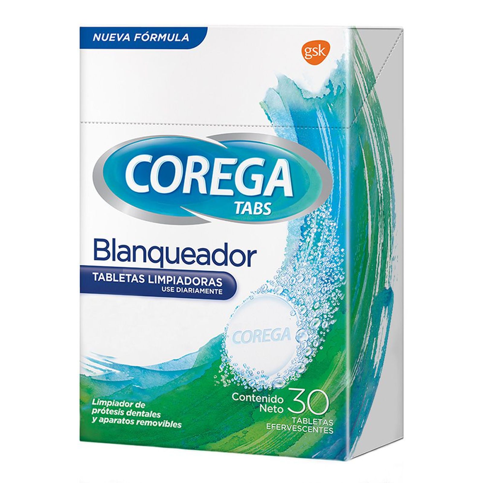 Corega Tabletas Limpiadoras Tabs Whitening (30 Unidades)
