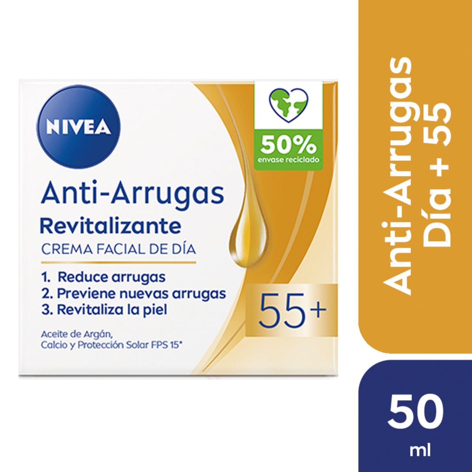 Nivea Crema Facial Revitalizante Antiarrugas Con Aceite De Argán 55+ 50 Ml