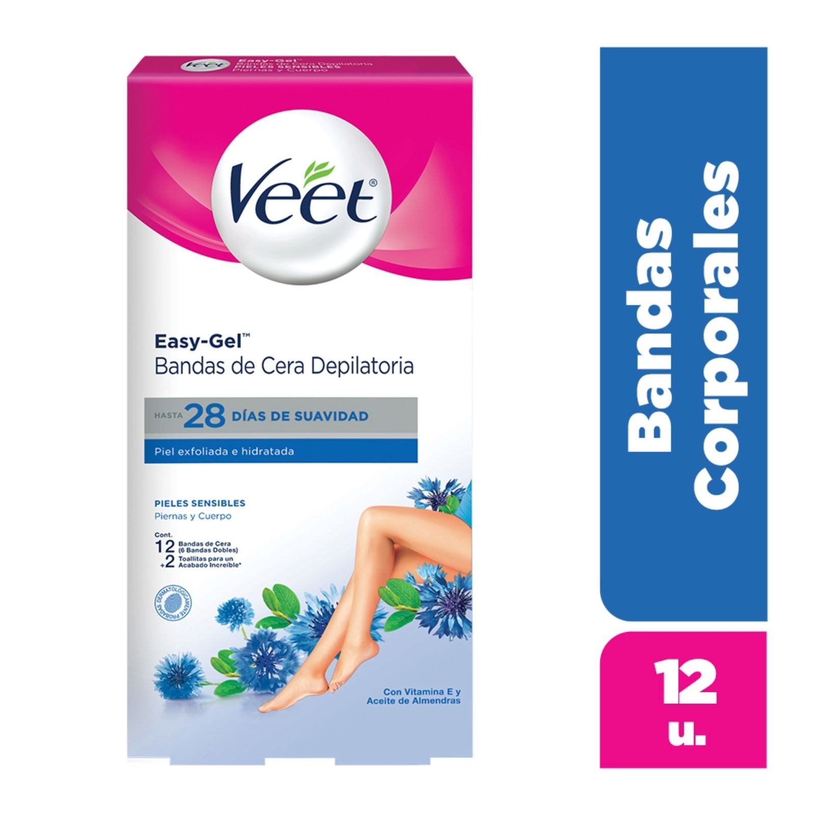 Veet Banda Depilatorias Corporales Para Piel Sensible (12 Unidades)