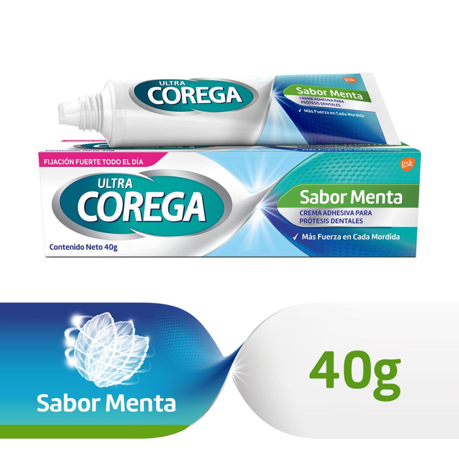 Corega Adhesivo Para Prótesis Dentales Crema Ultra Menta 40 Gr