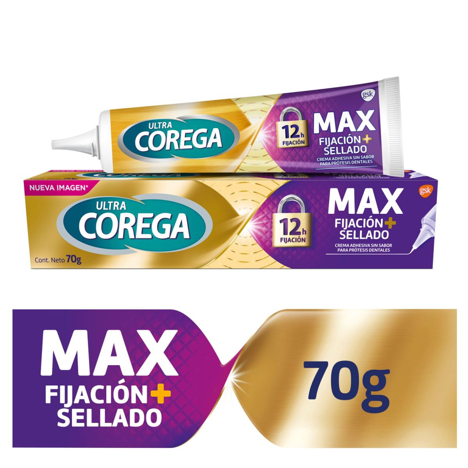 Corega Crema Adhesiva Máximo Sellado Sin Sabor 70 Gr