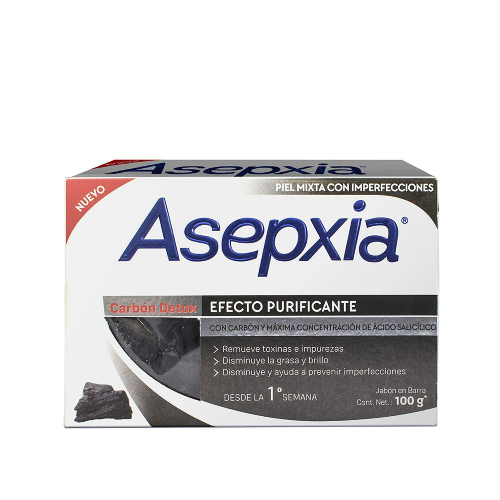 Asepxia Jabón Carbón Detox Barra 100 G