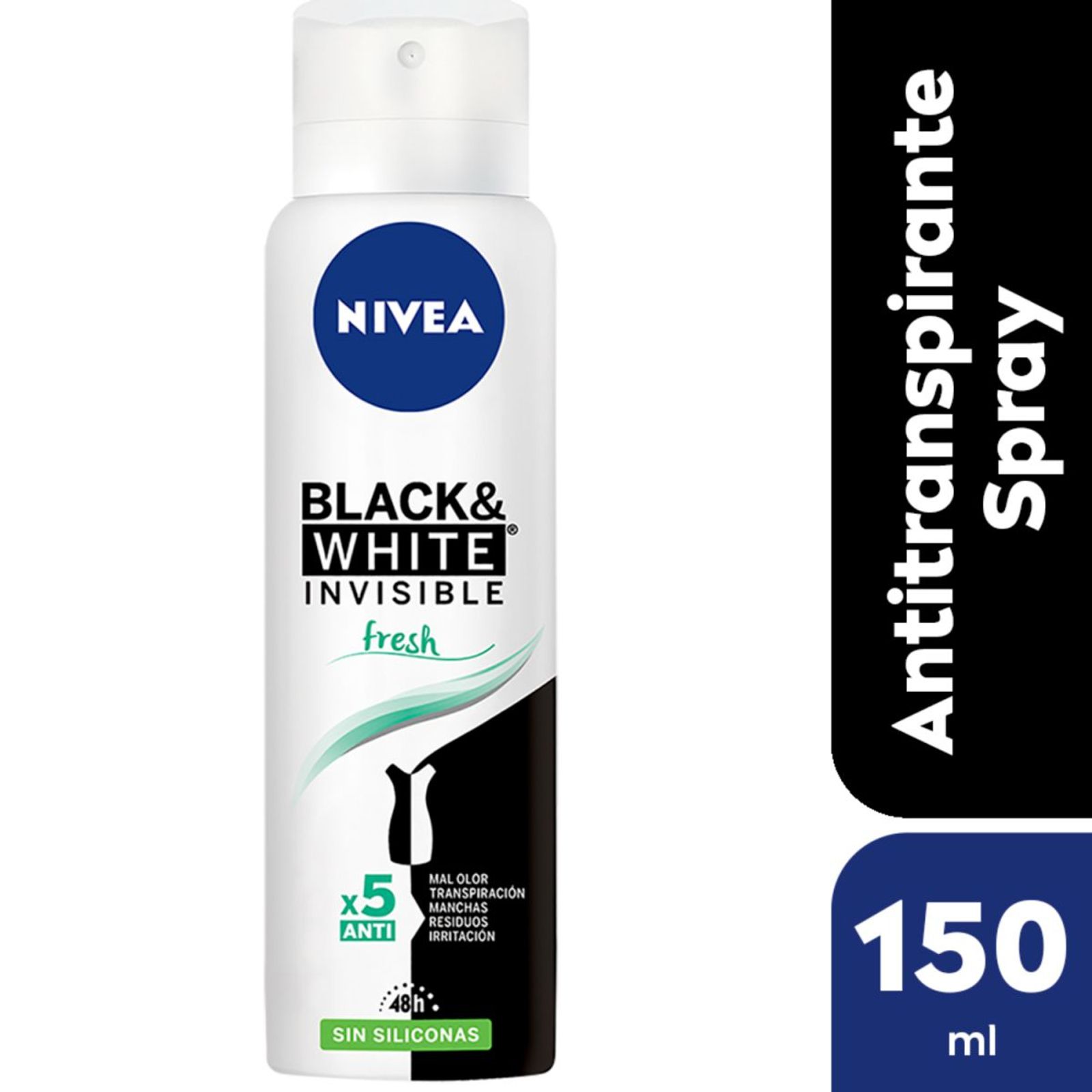 Nivea Desodorante Femenino Black & White Fresh Sin Siliconas 150 Ml