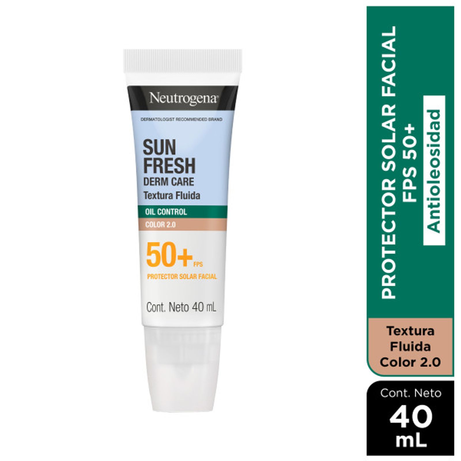 Neutrogena Protector Solar Facial Oil Control Fluido Color Medio Fps 50+ 40 Ml
