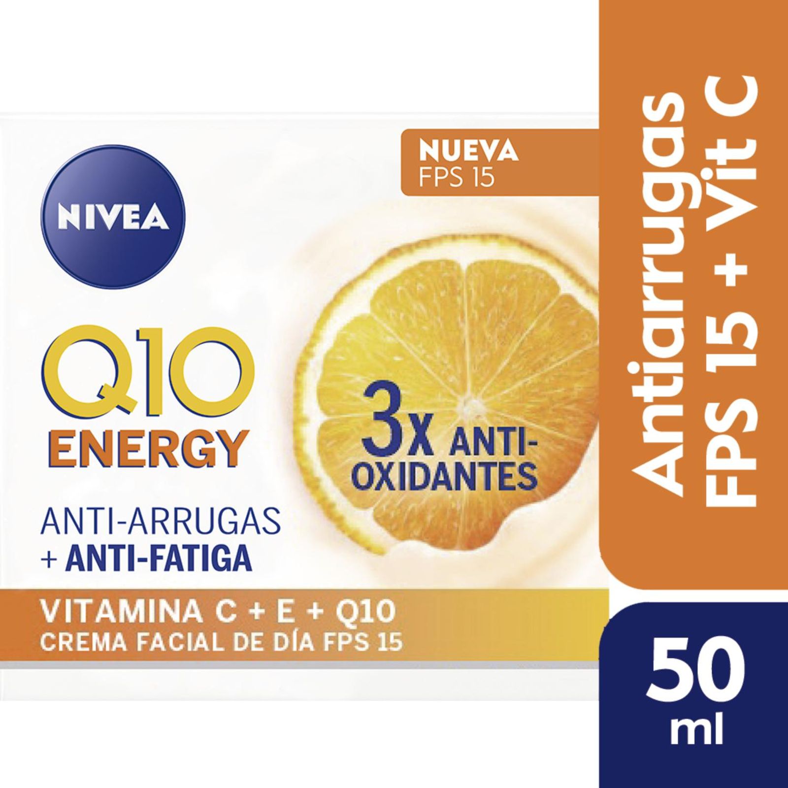 Nivea Crema Facial Antiarrugas Q10 Energy + Vitamina C Y E Fps 15 50 Ml