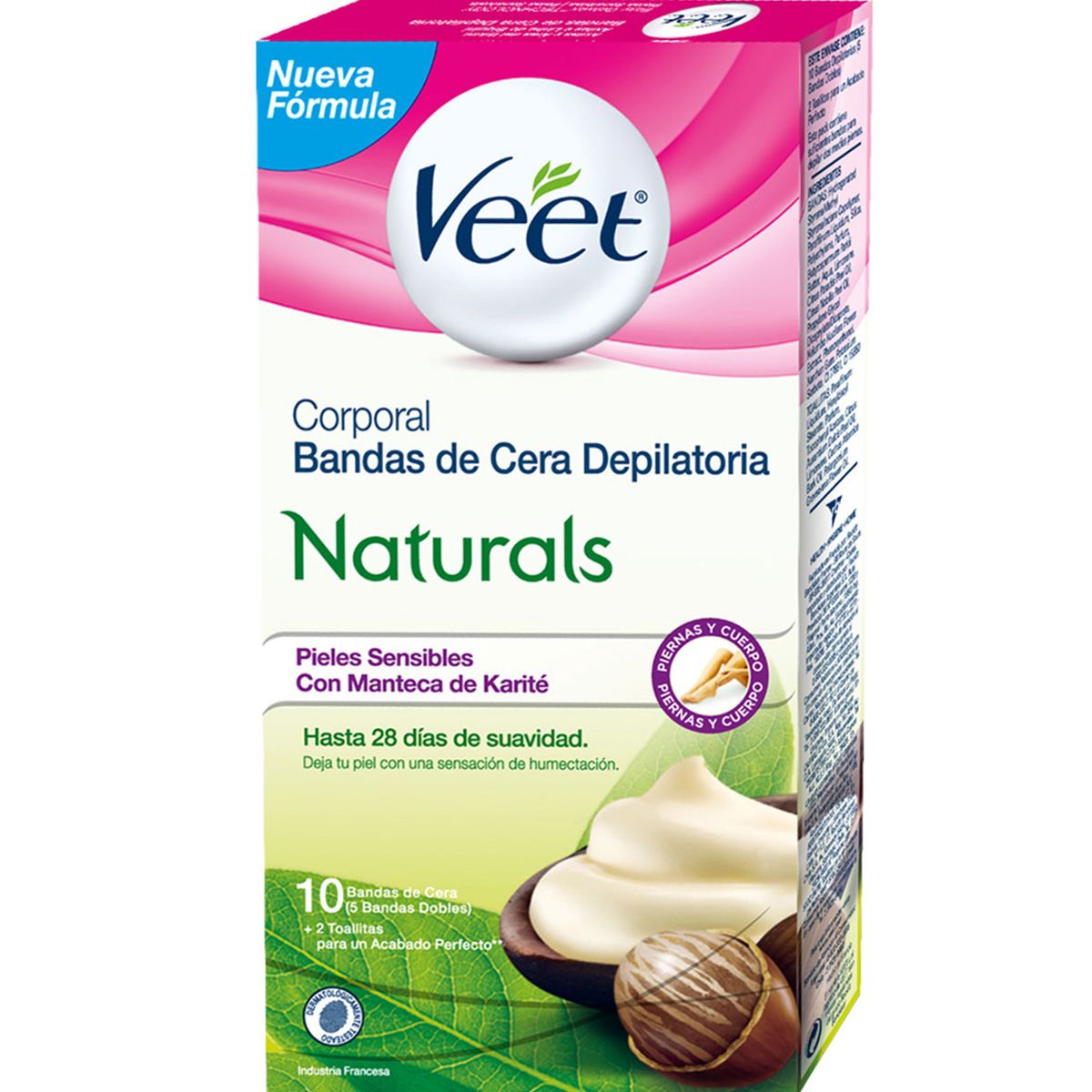 Veet Bandas Depilatorias Naturals Corporal Piel Seca X 10 Un