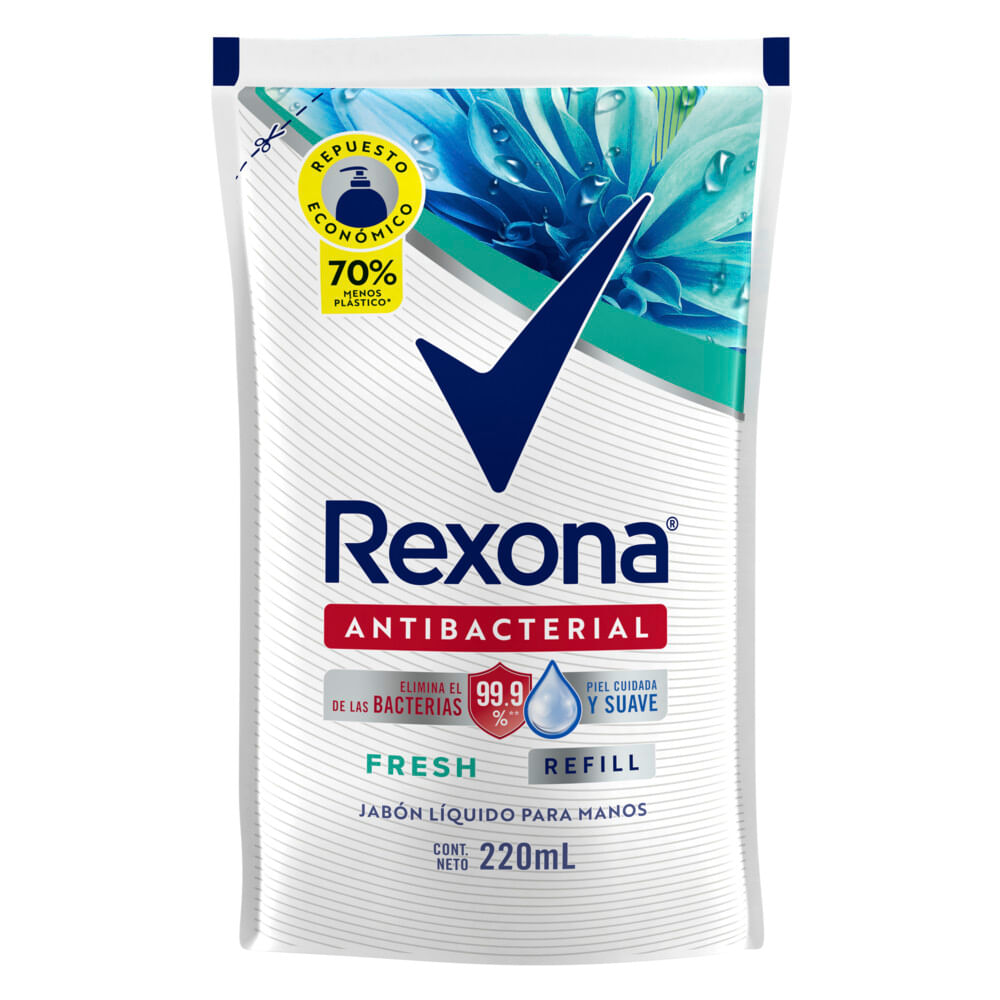 Jabón Líquido Rexona Antibacterial Fresh Doy Pack X 220 Ml