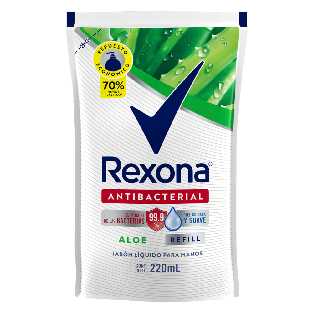 Jabón Líquido Rexona Antibacterial Aloe Repuesto X 220 Ml