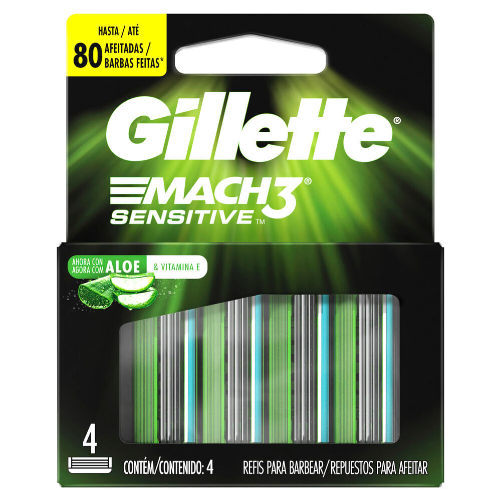 Repuestos De Afeitar Gillette Mach3 Sensitive Con Aloe X 4 Un