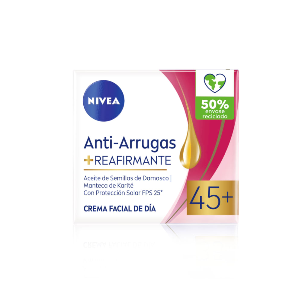 Crema Facial Nivea Antiarrugas Con Semillas De Damasco 45+ X 50 Ml