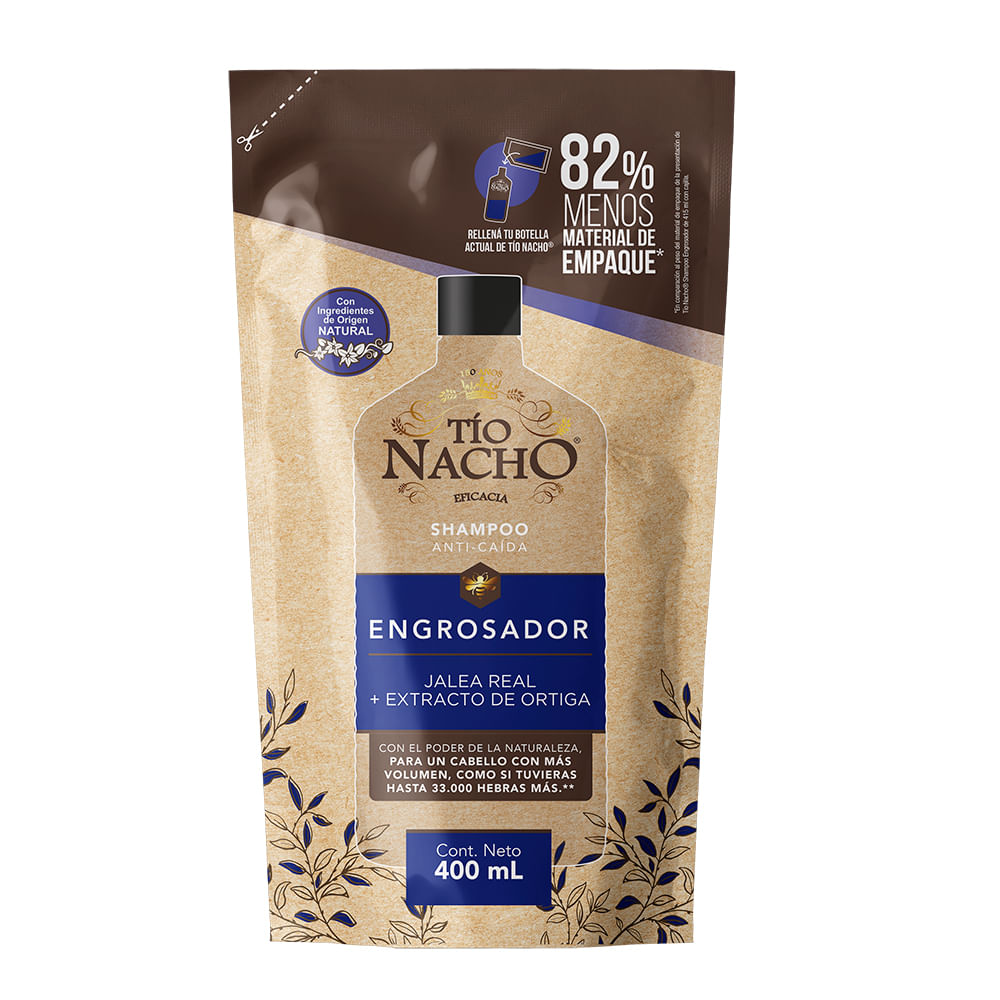 Shampoo Tío Nacho Engrosador Recargable X 400 Ml