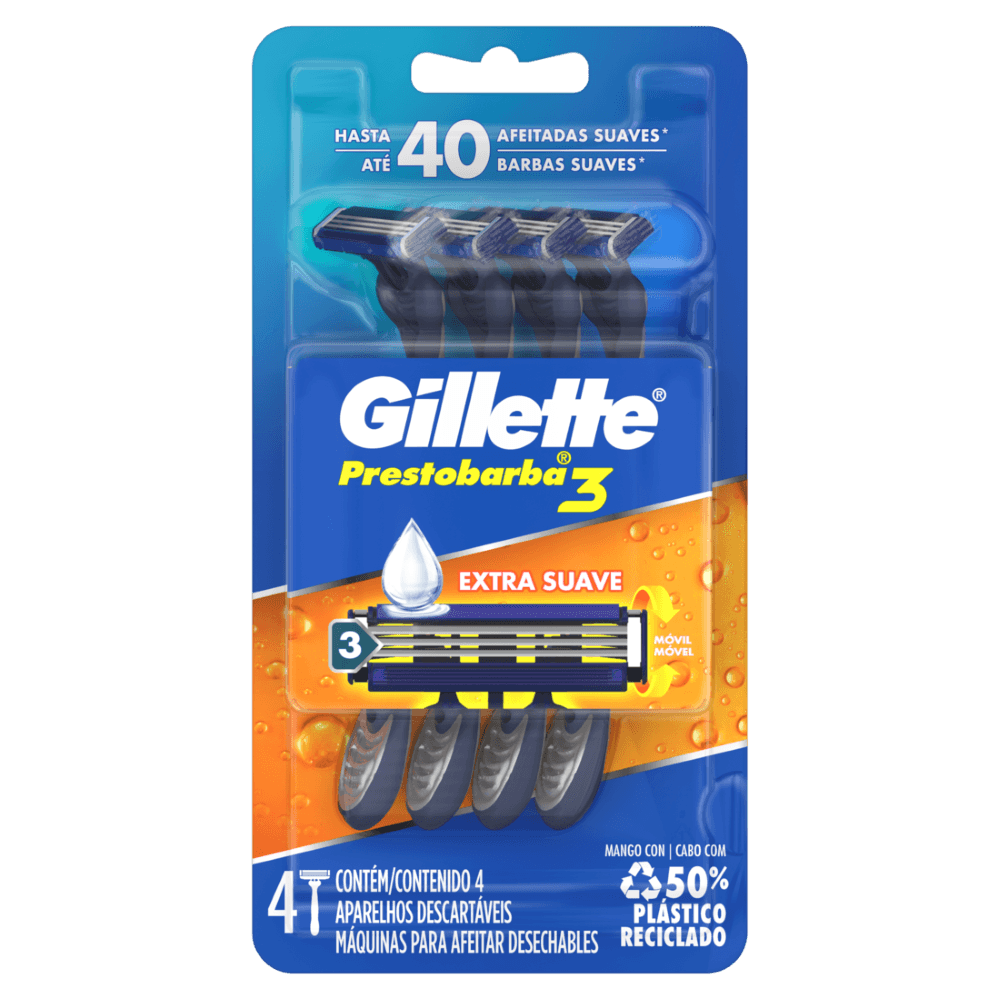 Máquina De Afeitar Gillette Prestobarba 3 X 4 Un