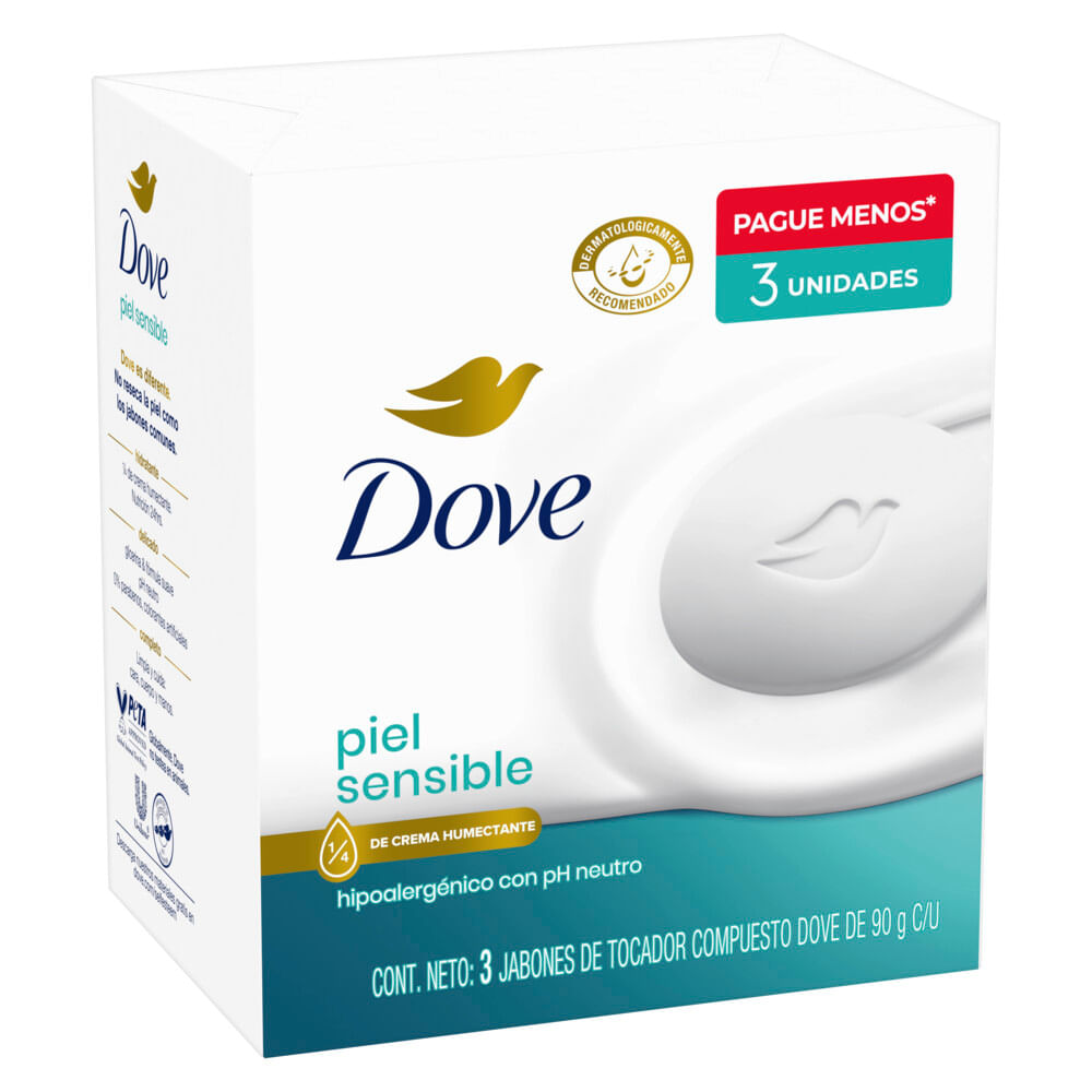 Jabón En Barra Dove Piel Sensible 3 X 90 G