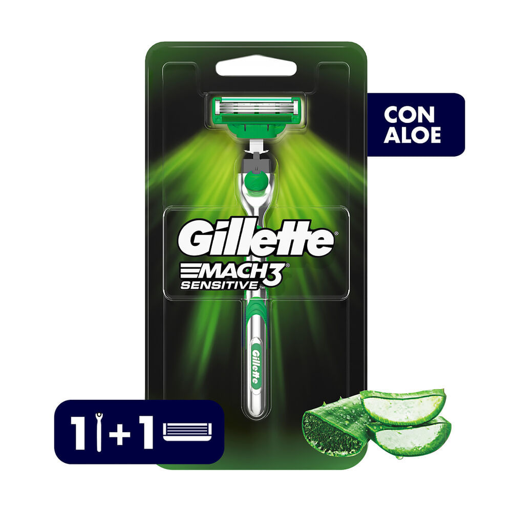Máquina De Afeitar Gillette Mach3 Sensitive Recargable Con Aloe