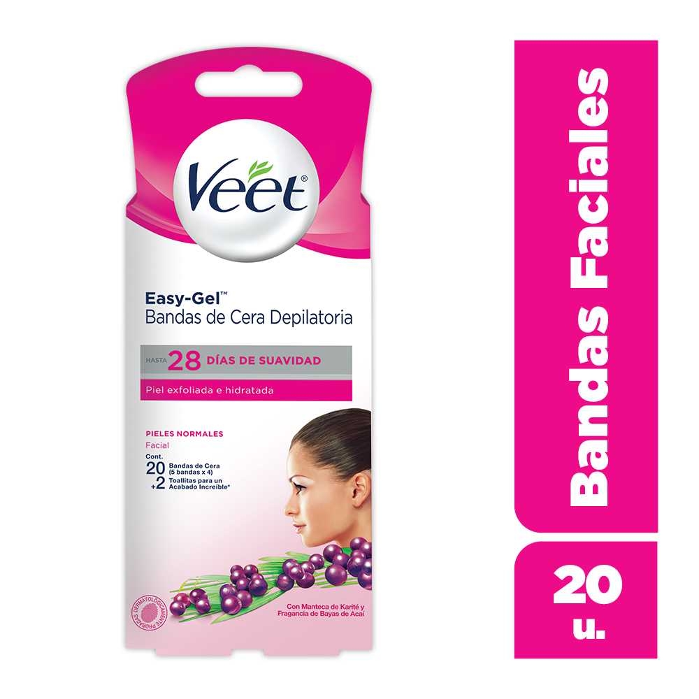 Veet Bandas Depilatorias Faciales Para Piel Normal 20 U