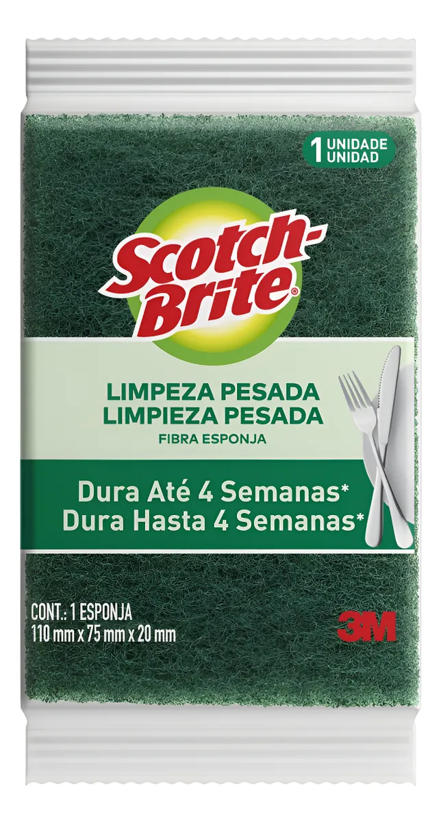 Fibra Esponja 3M Scotch Brite Limpieza Pesada Amarillo