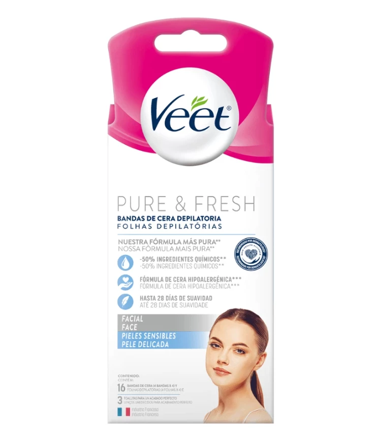 Veet Bandas Depilatorias Faciales Piel Sensible (16 Unidades)