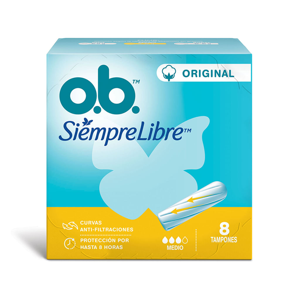 Tampones Ob Siempre Libre Medio X 8 Un