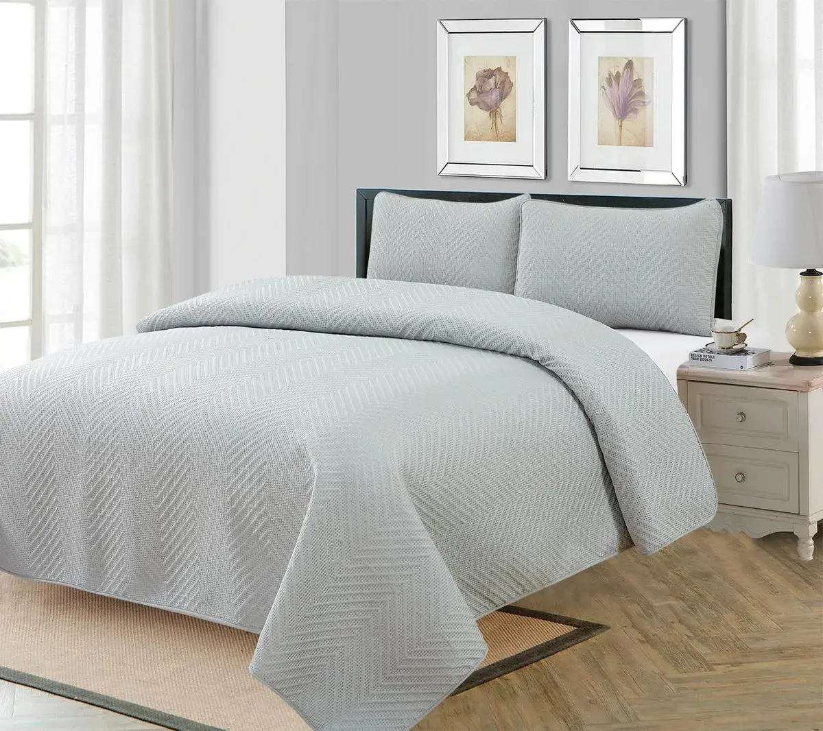 Cubrecama Set Media Naranja Cover Cloud King Gris