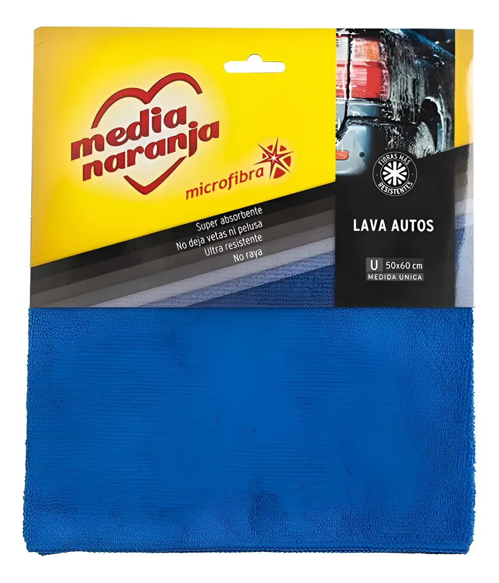 Media Naranja Microfibra Lava Autos 50X60 Cm
