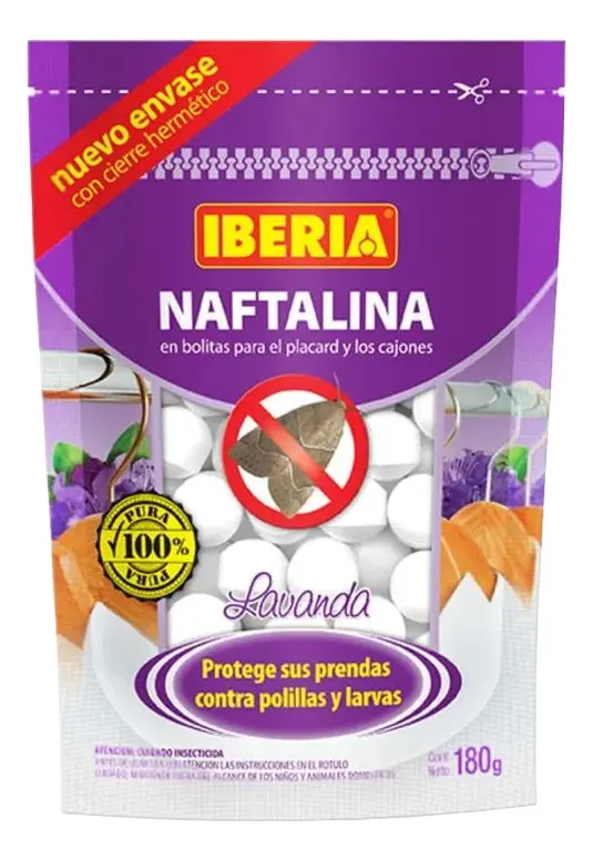 Iberia Naftalina Perfumada Máx Pureza Lavanda Doypack 180 Gr