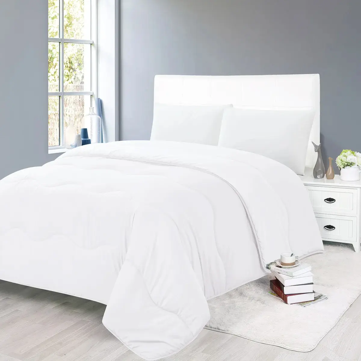 Acolchado Doble Media Naranja Reversible Twin Blanco
