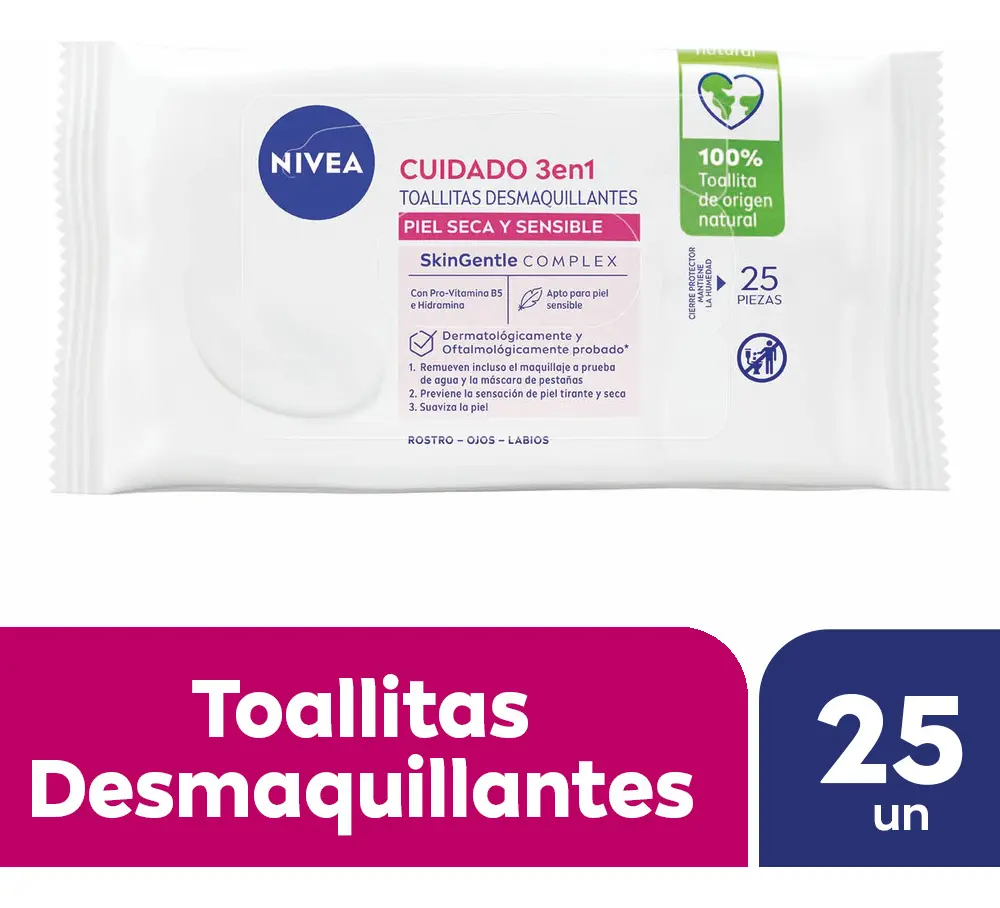 Toallitas Desmaquillantes Suaves Nivea Piel Seca 25Uds