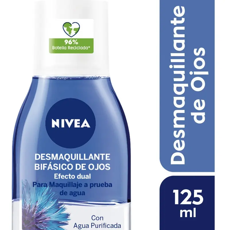 Desmaquillante Bifásico De Ojos Nivea Efecto Dual Para Piel Sensible X 125 Ml
