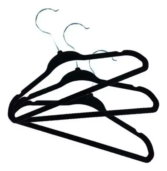 Percha De Terciopelo Negro Para Ropa X5